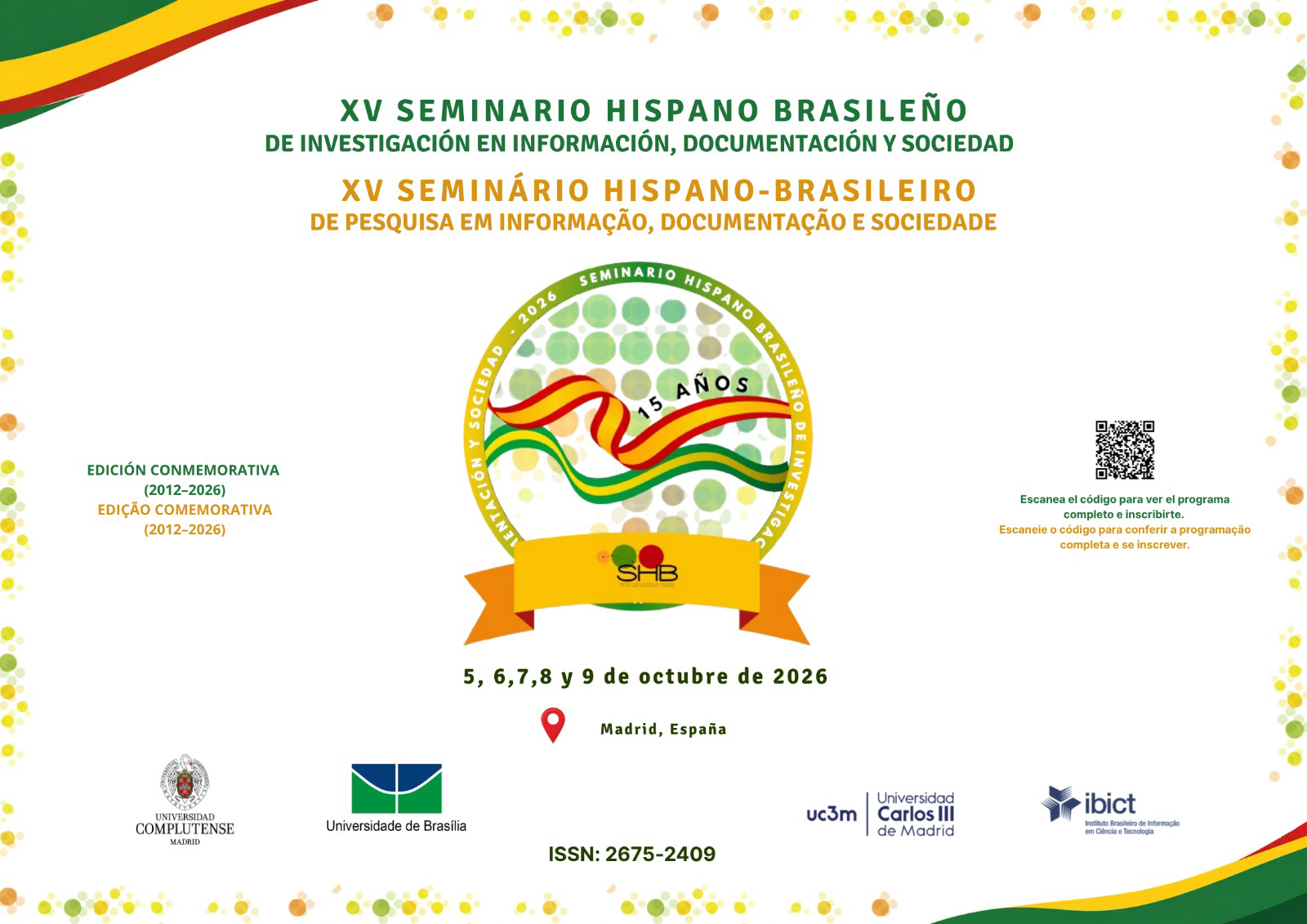 XV Seminario Hispano-Brasileño de investigación en información, documentación y sociedad